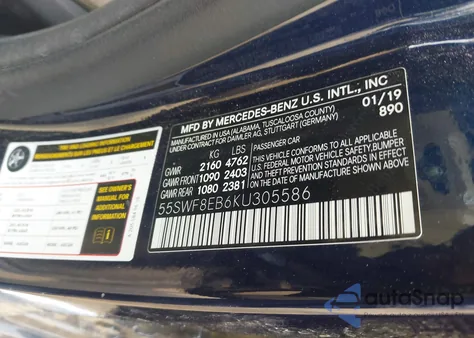 2019 Mercedes-Benz C 300 4Matic from USA, damaged, VIN 55SWF8EB6KU305586